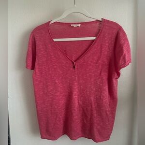 EILEEN FISHER Women's Pink V-Neck Top.